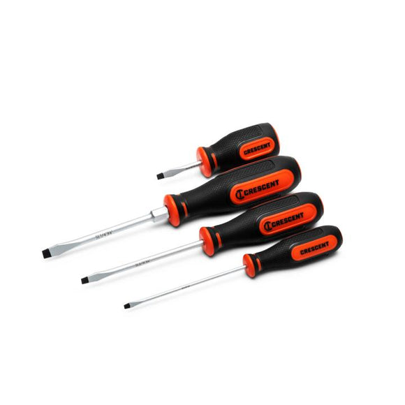 Crescent 4 Piece Slotted Dual Material Screwdriver Set