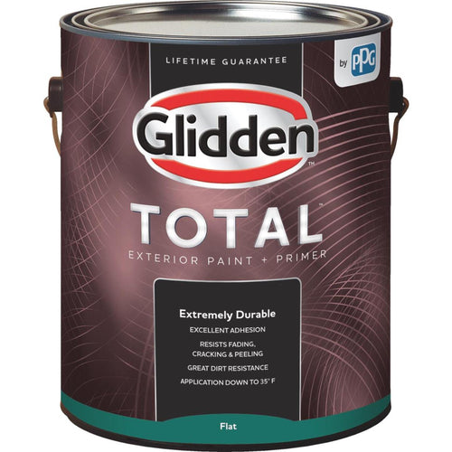 Glidden Total Exterior Paint + Primer Flat White & Pastel Base 1 Gallon