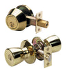 Master Lock Residential Grade 3 Door Hardware Tulip Style Knob Entry Door Lock with Single Cylinder Deadbolt; Combo Pack; Polished Brass (2.12, Polished Brass)