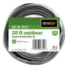 Cerrowire 25 ft. 10/2 Gray Solid CerroMax UF-B Cable with Ground Wire (25', Gray)