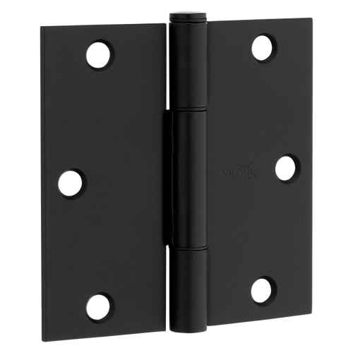 National Hardware Squeak Guard Door Hinges Square Corner 3.5, Matte Black