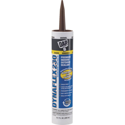 DAP DYNAFLEX 230 10.1 Oz. 100% Waterproof Window, Door, Siding & Trim Elastomeric Sealant, Brown