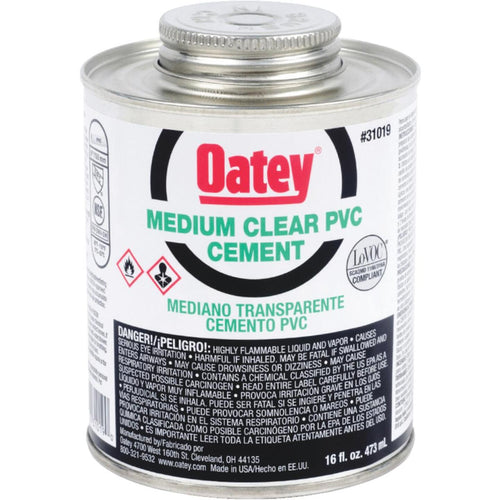Oatey 1 Pt. Medium Bodied Clear PVC Cement