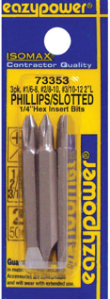 3PK TWIN BIT PHIL/ SLOT 2 INC