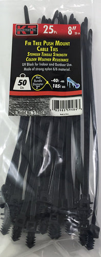K-T Industries  8 Fir Tree Push Mount, Uv Black, 25/Pk