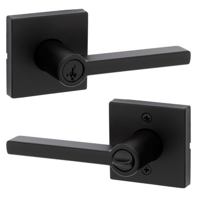 Kwikset Halifax Lever (Square) - Keyed - featuring SmartKey, Matte Black
