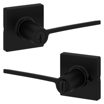 Kwikset Ladera Lever (Square) - Keyed - featuring SmartKey, Matte Black