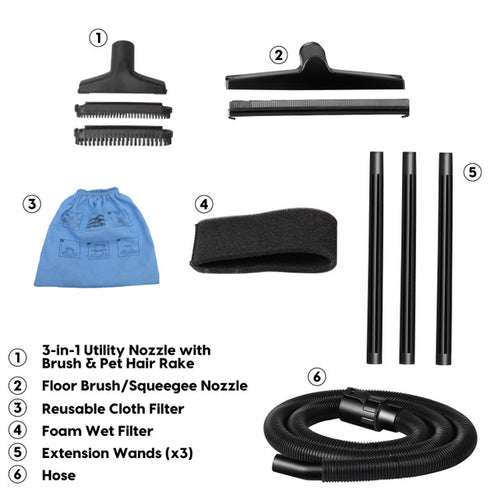 Vacmaster 5-Gallon* 3 Peak HP† Stainless Steel Wet/Dry Vacuum VOC507S