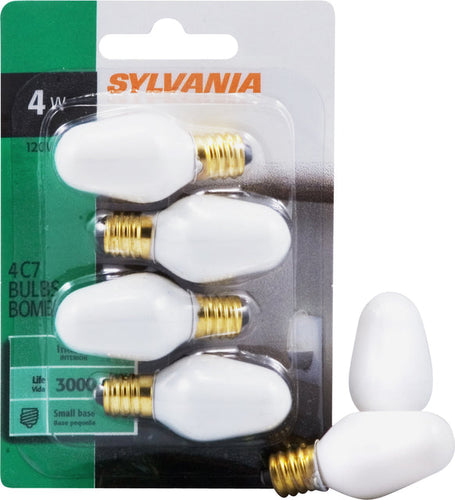 Sylvania Incandescent C7 Bulb Shape Night Light Clear Finish Candelabra Base 4Watt 120V