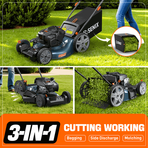 Senix 21 140cc Gas Self Propelled Lawn Mower, 3-in-1