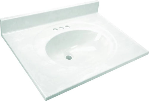 Design House Cultured Marble Vanity Top in Solid White with Solid White Basin