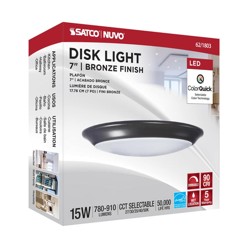 Satco Products 62-1803 7 Led Disk Light Bronze Finis