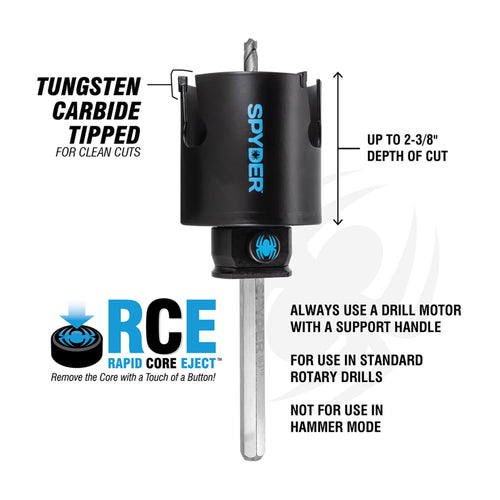 Spyder 6-3/8 Tungsten Carbide Tipped (TCT) Non-Arbored Hole Saw Rapid Core Eject®