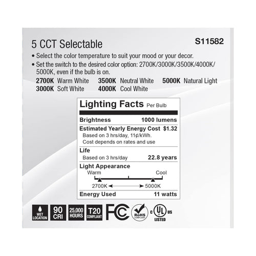 Satco S11582 11PAR30SN/LED/5CCT/SP/120V