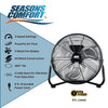 Seasons Comfort 14 Inch High-Velocity Metal Fan 360 Degree Tilt 3 Speeds FHV14