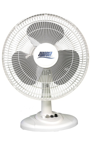 Seasons Comfort 12 Inch Tabletop Oscillating Fan, 3 Speeds, Adjustable Tilt