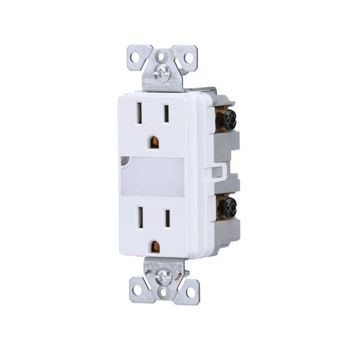Eaton Cooper Wiring LED Nightlight with Duplex Receptacle TR7734W-KB-L