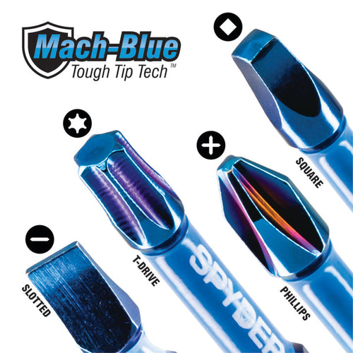Spyder 7-Piece Impact Driver Torx Bit Set (T10, T15, T20, T25, T30, T35, T40) Mach-Blue™