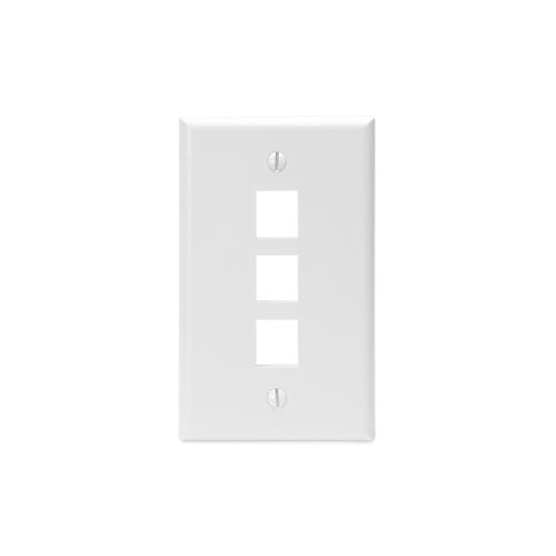 Leviton Single-Gang QUICKPORT™ Wallplate, 3-Port, White