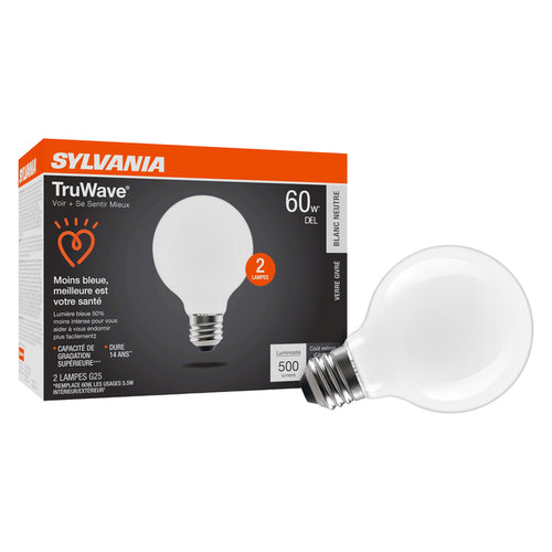 Sylvania TruWave® G25 5.5W DIM 3500K FR 2PK