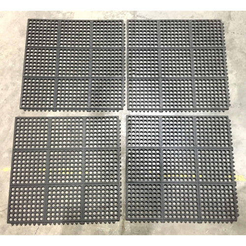 Buffalo Tools 3 Foot x 3 Foot Black Interlocking Rubber Mats 4 Pack