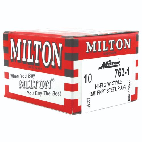 Milton HIGHFLOWPRO® 3/8 FNPT V-Style/Euro Interchange Steel Air Plug Fitting (High Volume Low Pressure Application)