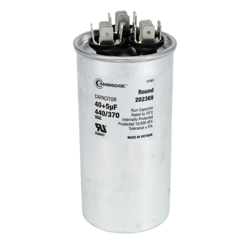 Cambridge Resources Motor Run Capacitor, Dual Round	40+5μF