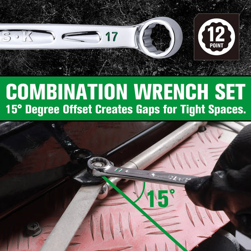SK Tools 8 Piece Metric Combination Wrench Set