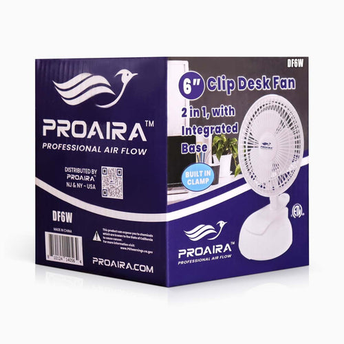 Proaira 6 Clip Desk Fan 2 in 1 with Integrated Base White