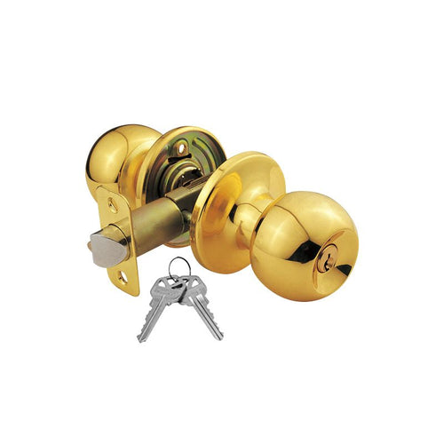 Premier Lock Keyed Entry Door Knob With 2 KW1 Keys Adjustable Latch-Carded