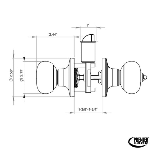 Premier Lock Keyed Entry Door Knob With 2 KW1 Keys Adjustable Latch-Carded