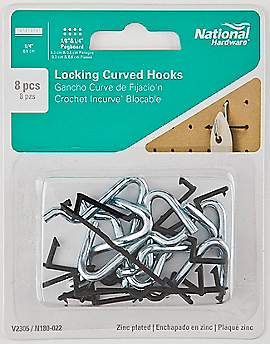 National Hardware Locking Curved Hooks 1/4, Zinc Plated