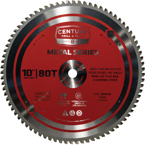 Century Drill And Tool Metal Series Circular Saw Blade 10″ X 80t X 5/8″ Arbor Metal Cutting