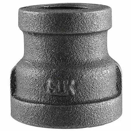 B & K Industries Black Reducing Coupling 150# Malleable Iron Threaded Fittings 1 1/2 x 1
