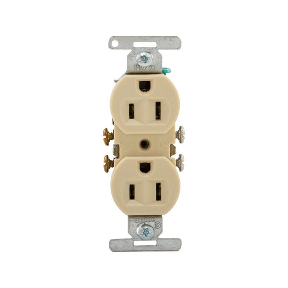 Cooper Wiring Devices Standard Duplex Receptacles, Ivory, 2-pole / 3-wire