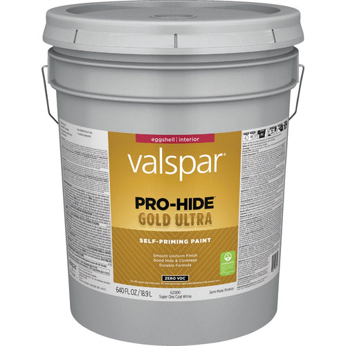 Valspar® Pro-Hide® Gold Ultra Interior Self-Priming Paint Eggshell 5 Gallon Super One Coat White (5 Gallon, Super One Coat White)