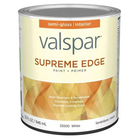 Valspar® Supreme Edge™ Interior Paint & Primer Semi-Gloss 1 Quart White Base