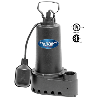 Superior Pump 1/2 HP Cast Iron Sump Pump with Side Discharge Tethered Float