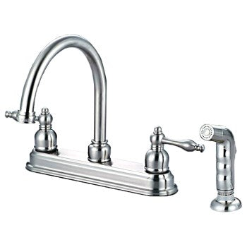 Hardware House 122757 Bismark Design Two Handle Kitchen Faucet w/Spray, Satin Nickel Finish ~ 8