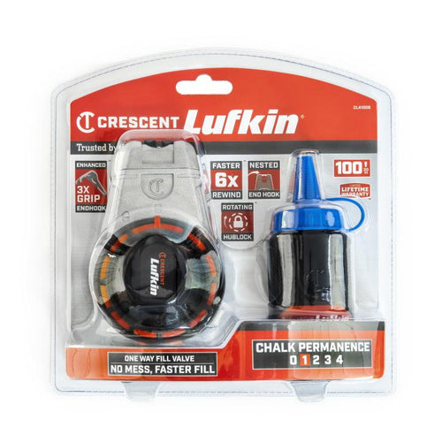 Crescent Lufkin 100' Professional Aluminum Chalk & Reel with Blue Chalk