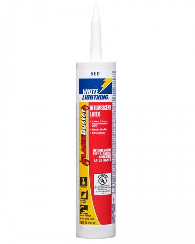 White Lightning Flame Buster® Intumescent Latex Caulk 10 oz Red