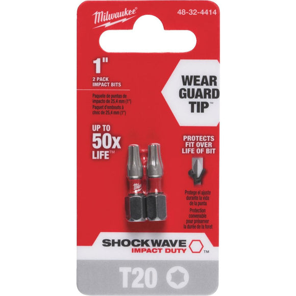 Milwaukee Shockwave T20 TORX 1 In. Insert Impact Screwdriver Bit (2-Pack)