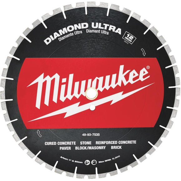 Milwaukee 12 In. Ultra Segmented Rim Dry/Wet Cut Diamond Blade