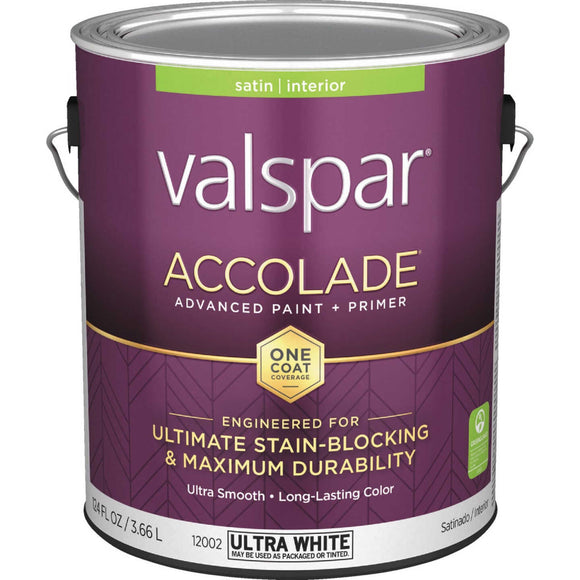 Valspar® Accolade® Interior Paint + Primer Satin 5 Gallon Ultra White (5 Gallon, Ultra White)