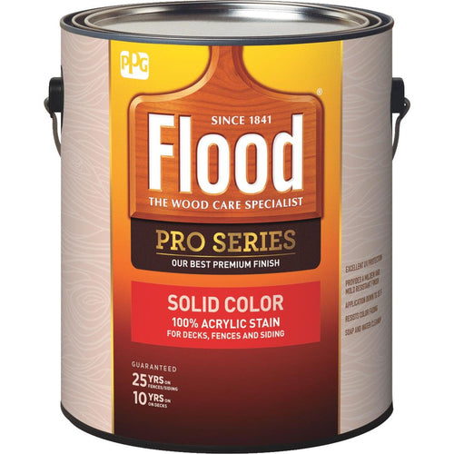 Flood Pro Series 100% Acrylic Opaque Deck Fence And Siding Exterior Stain, White/Pastel Base, 1 Gal.