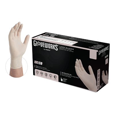 Ammex Gloveworks Ivory Latex PF Ind Extra Large Gloves