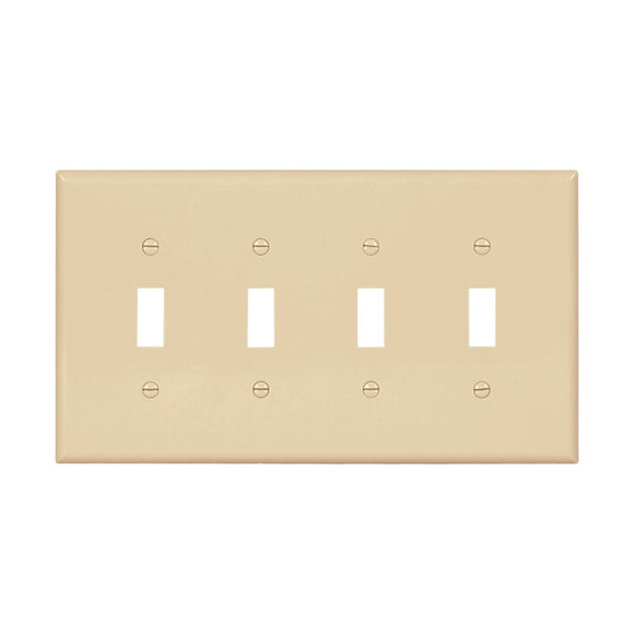 Cooper Industries Ivory 4gang Mid-size Unbreakable Nylon Toggle Switch Wallplate Cover