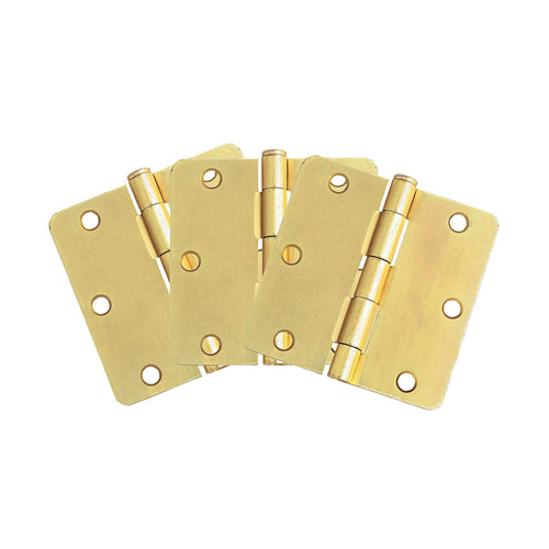 Design House Door Hinge in Satin Brass, 3.5-Inch, 3-Pack