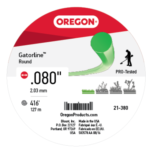 Oregon 0.080 in. Gatorline Round Trimmer Line, 1 LB. (416 FT.) Bulk Donut, Fits Stihl, Dewalt, Ryobi and Greenworks 21-380