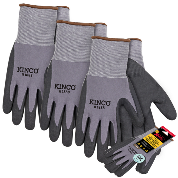 Kinco Gray Nylon-Spandex Knit Shell & Coolcoat™ Micro-Foam Nitrile Palm Large Gray